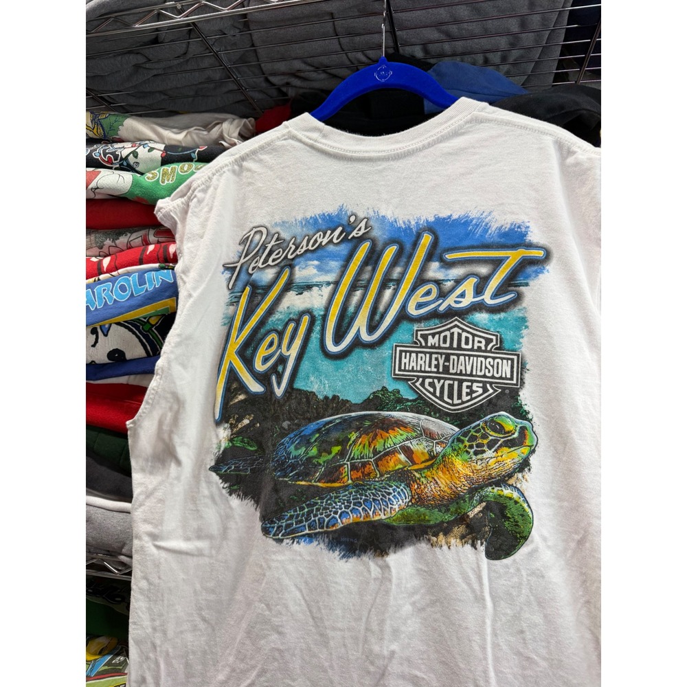 Harley-Davidson Petersons Key West Sea Turtle Sleeveless T-Shirt Mens White XL